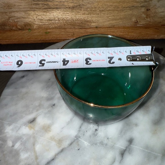 Vintage 1970's Libbey Single Juniper Green Desert Bowl gold rim - Picture 6 of 6